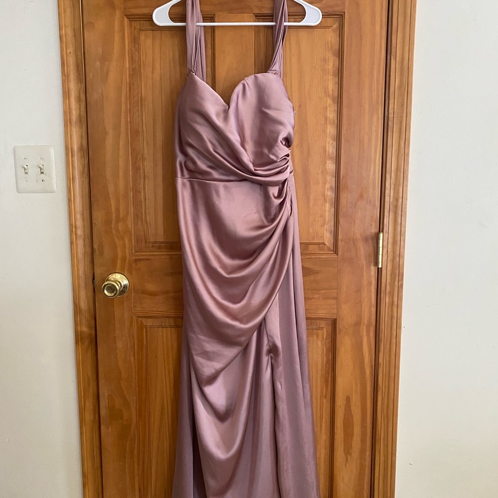 Revelry Ariel Convertible Satin Bridesmaid Dress - Rose Quartz